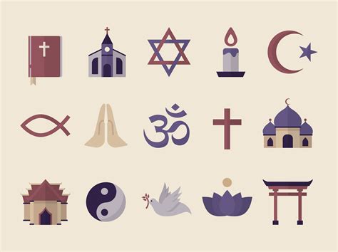 COllection of illustrated religious symbols - Download Free Vectors ...