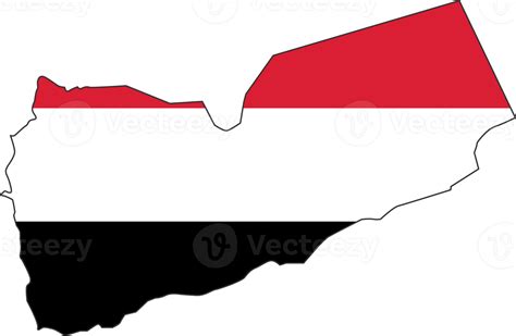 Yemen map city color of country flag. 12221815 PNG