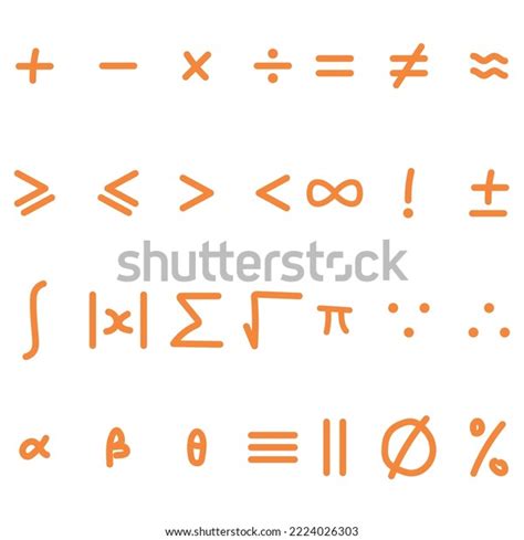 Basic Symbols Mathematics Math Symbol Handwriting Stock Vector (Royalty ...