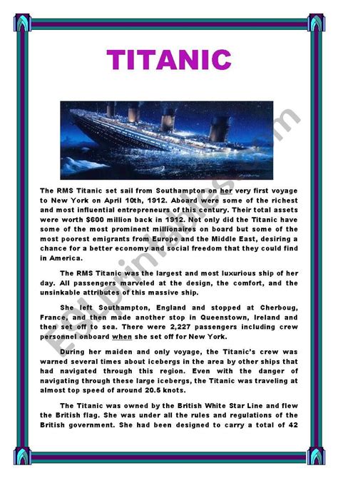 The real story of Titanic with interesting and well prepared ...