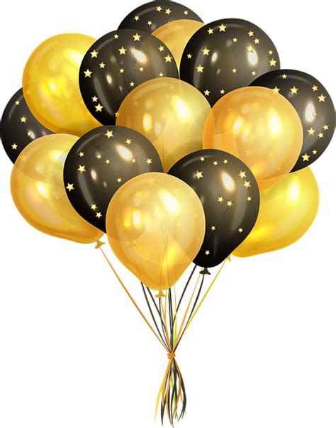 Black And Gold Balloons Png | Free PNG Image