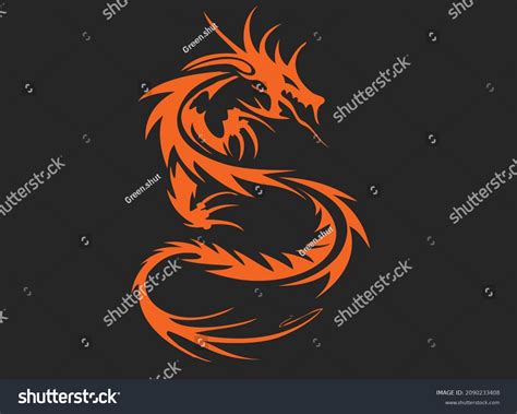 Dragon Tattoo Tribal Dragon Orange Dragon Stock Vector (Royalty Free ...