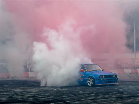 blue, car, drifting, roadway, smoke, back, bmw, fast, speed, drift | Pxfuel