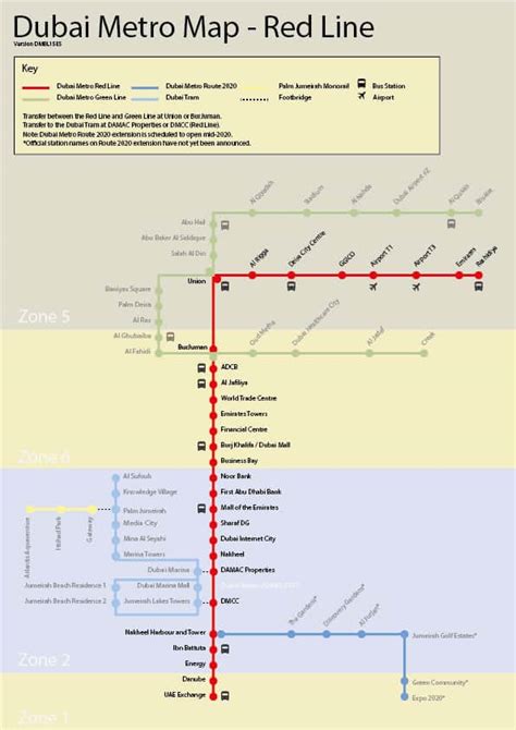 Dubai Metro Red Line - Stations, Route Map