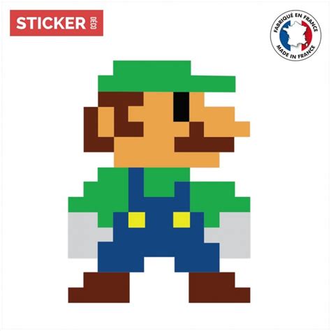 Sticker Pixel Art Luigi | Stickers Autocollants Mario Bros | Stickerdeco.fr