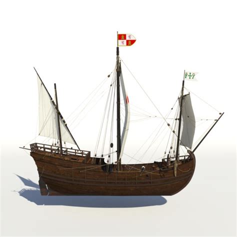 caravel sails ship 3d model