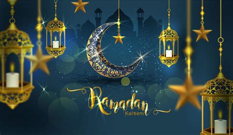 Ramadan Kareem Poster with Ornate Crescent Moon 834264 Vector Art at ...