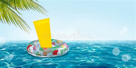 Boy Floating on an Inflatable Circle in the Pool. Stock Image - Image ...