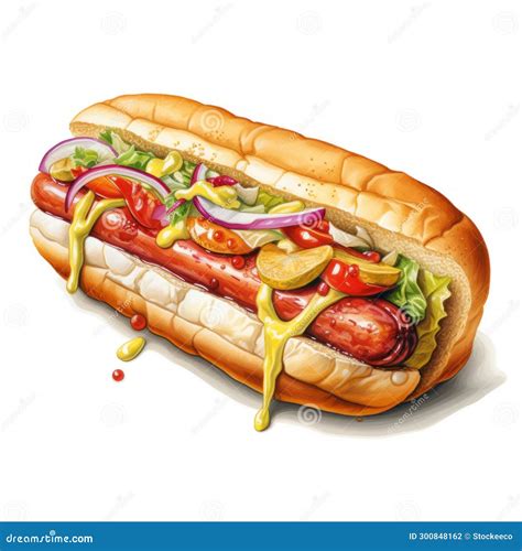 Hyper-realistic Oil Painting: Vibrant Hotdog with Tantalizing Toppings ...