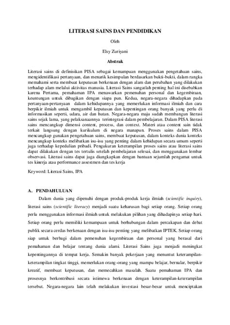 (PDF) LITERASI SAINS DAN PENDIDIKAN Oleh | Raden Polkadot - Academia.edu