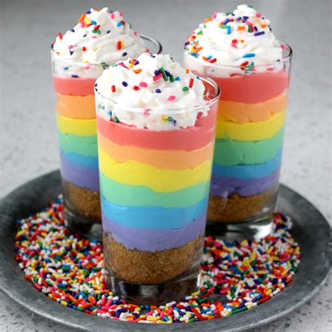 Rainbow No-Bake Cheesecake Parfaits - Love and Confections