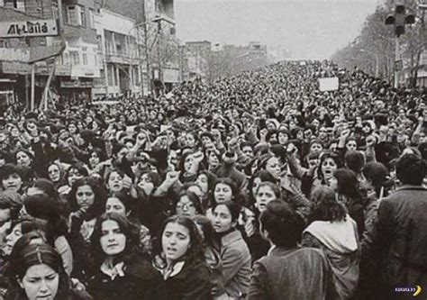 Women in Iran protesting the forced hijab after the 1979 Islamic revolution