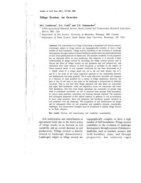 (PDF) Tillage Erosion: An Overview