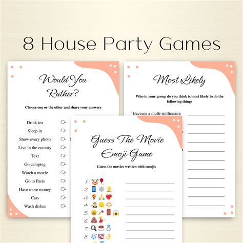 8 Printable House Party Games Fun Cocktail Party Games for Adults ...