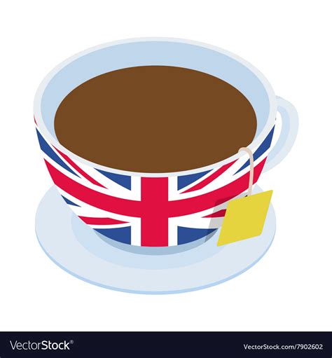 British tea cup icon isometric 3d style Royalty Free Vector