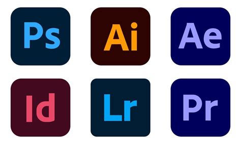 Set of popular Adobe apps icons Adobe Apps, App Icon, Vector Art, Clip ...