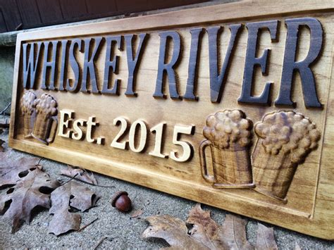 Personalized Bar Sign Carved Wood Sign Custom Wood Sign