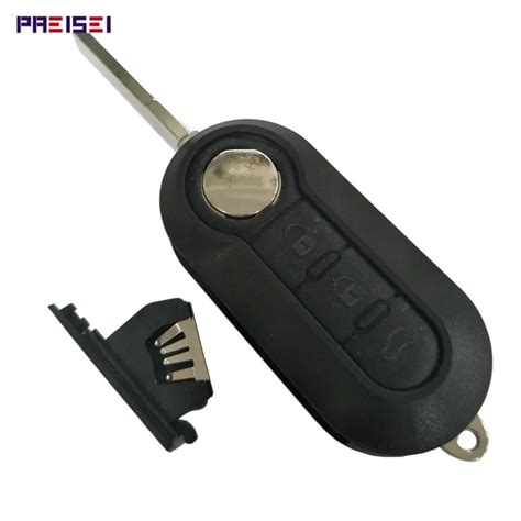 PREISEI 3 Buttons Black Car Flip Key For Fiat 500 Remote Key Case Fob ...