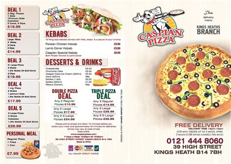 Menu at Caspian Pizza fast food, Birmingham, 39 High St