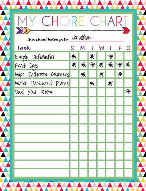 free printable chore chart - Pixies Did It