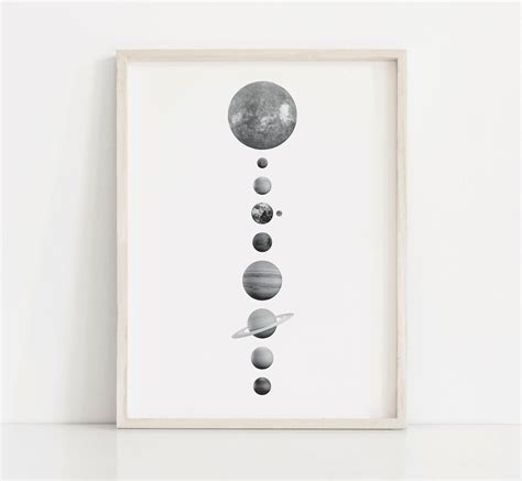 Solar System Wall Art the Solar System Poster Black and - Etsy