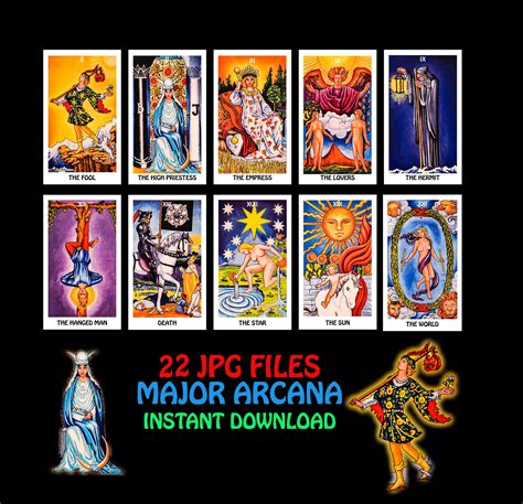 Major Arcana Tarot Cars 22 JPG files Digital print | Etsy