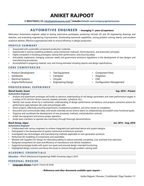 Automotive Engineer Resume Examples & Template (with job winning tips)