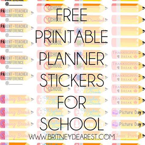 Britney Dearest: Free Printable | Planner Stickers for School