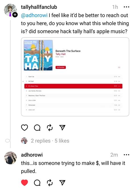 The "new" Tally Hall album is a complete hoax. Andrew himself confirmed ...