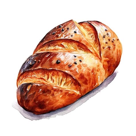 Premium AI Image | A watercolor painting of a loaf of bread with seeds ...