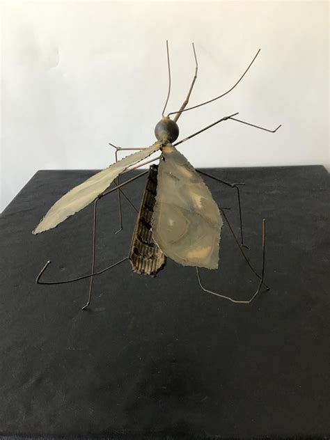 1960s Large Brass Mosquito Sculpture Signed For Sale at 1stDibs