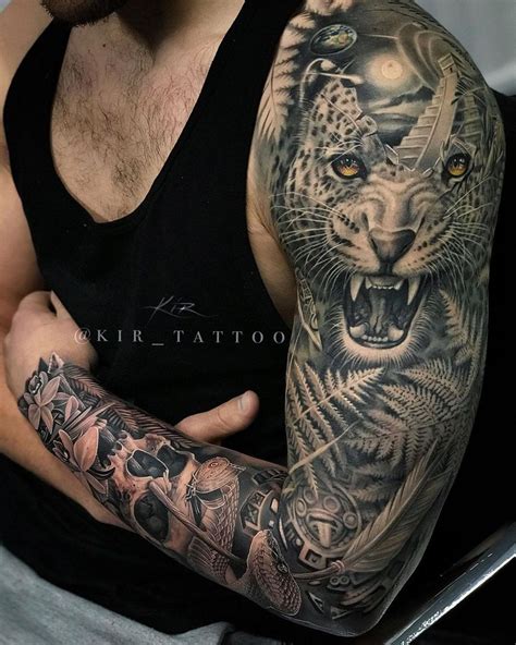 Amazon Jungle Sleeve | Jungle tattoo, Animal sleeve tattoo, Leopard tattoos