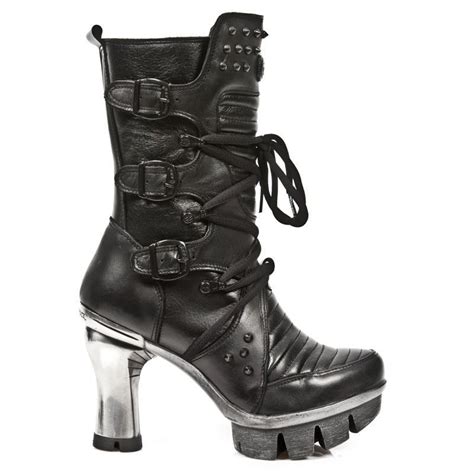 NEWROCK NEOPUNK004 S1 Rare New Rock Ladies Platform BLACK Leather ...