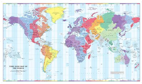 Buy Colour Blind Friendly Time Zone Wall of the World - 40.25" x 23.5 ...