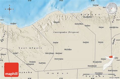 Shaded Relief Map of Sanaag