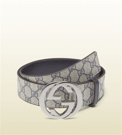 Gucci Gg Plus Belt With Interlocking G Buckle in Gray for Men | Lyst