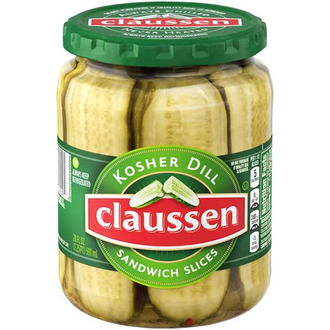 Claussen Kosher Dill Pickle Sandwich Slices, 20 fl oz Jar - Walmart.com ...