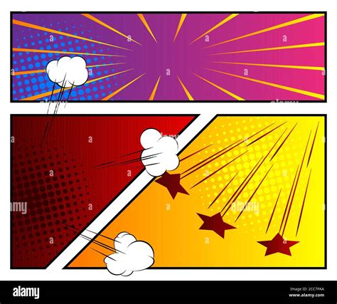 Comic book page style background, banner template in pop-art colorful ...