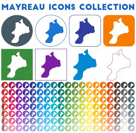 Mayreau icons collection. Bright colourful trendy map icons. Modern ...