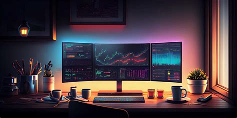 Download Nighttime Trading Station Setup Wallpaper | Wallpapers.com