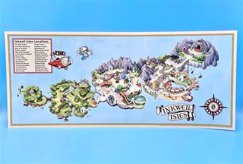 Cuphead Mugman Inkwell Isles Map Giclee Art Print Wall Poster 28 x 12 ...