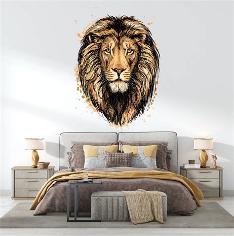 Lion Head Wall Decal Full Color Lion Wall Sticker Lion | Etsy