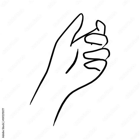 drawing hand holding something transparent vector illustration sketch ...