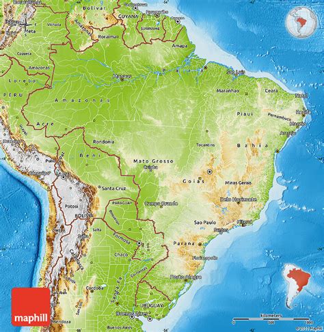 World Maps Library - Complete Resources: Brazil Physical Map Outline