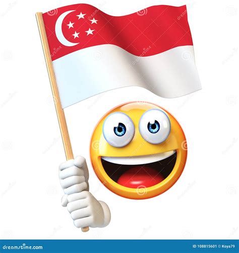 Emoji Holding Singapore Flag, Emoticon Waving National Flag of ...