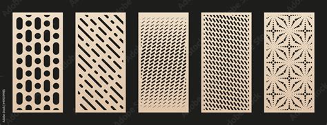 Collection of laser cut panels. Abstract geometric patterns with ...