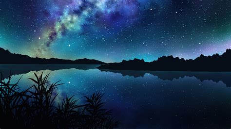 Anime Starry Night Sky Wallpaper Hd Anime Night Sky Stars Clouds | The ...