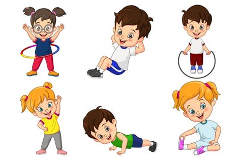 Cartoon sporty kids clipart set - Children Sports (1473383)