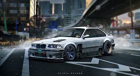 HD wallpaper: silver BMW E36 coupe, car, Stance, futuristic, Khyzyl ...