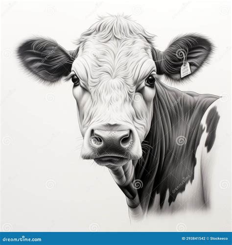 Realistic Black and White Cow Portrait Tattoo Drawing Stock Photo ...